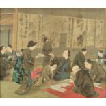 A Japanese Meiji period gouache on textile