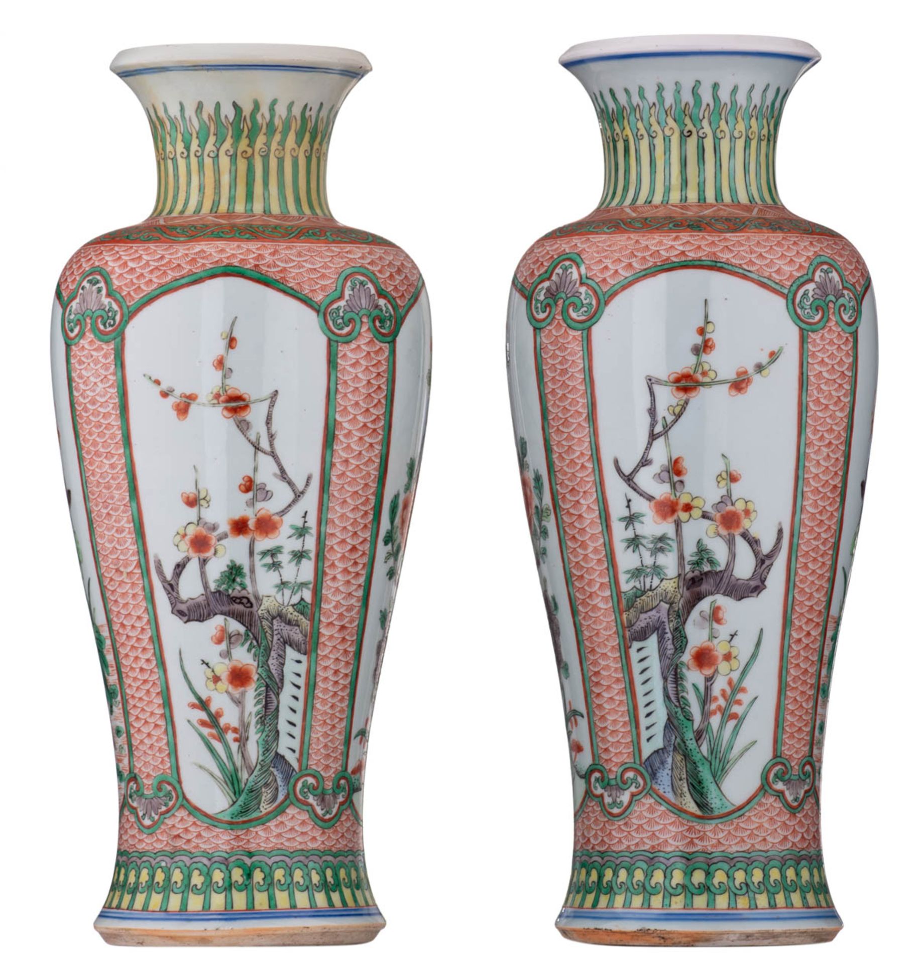 A pair of Chinese famille verte vases