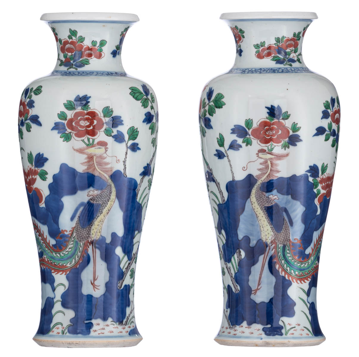 A pair of Chinese wucai vases