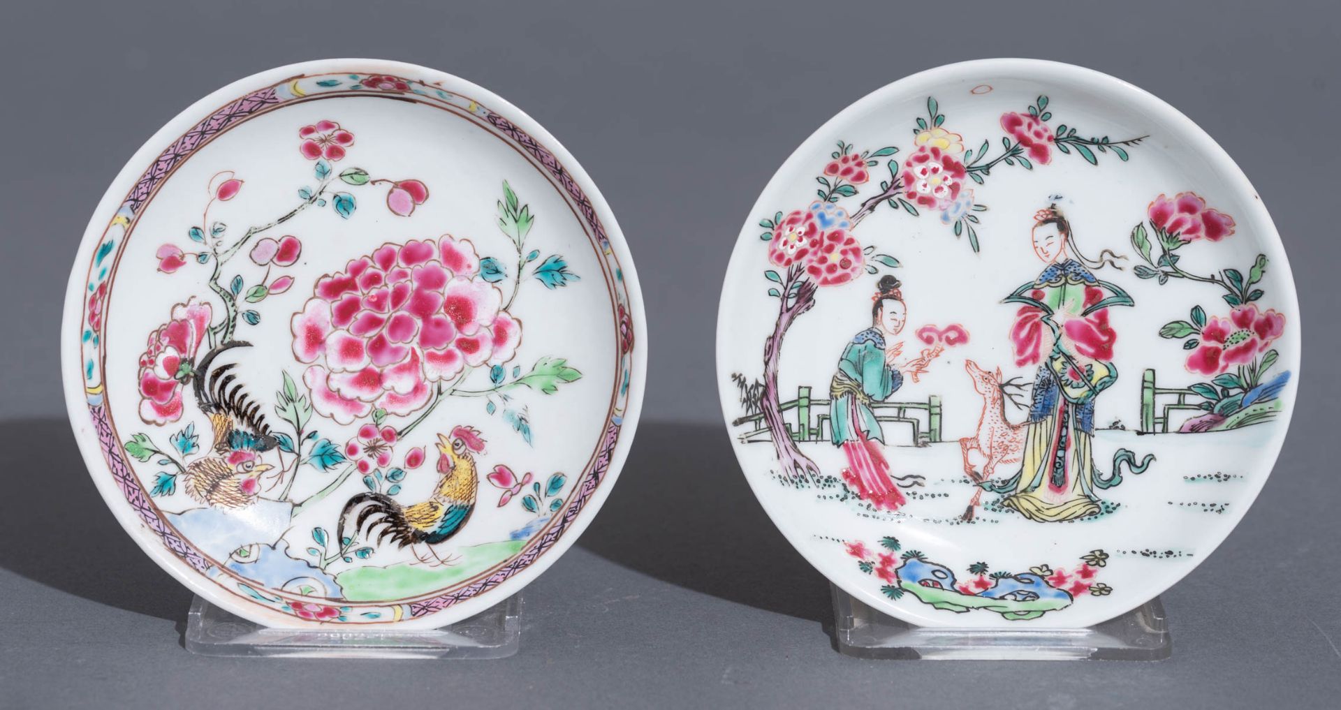 Four sets of Chinese famille rose export porcelain teacups and saucers - Image 7 of 13