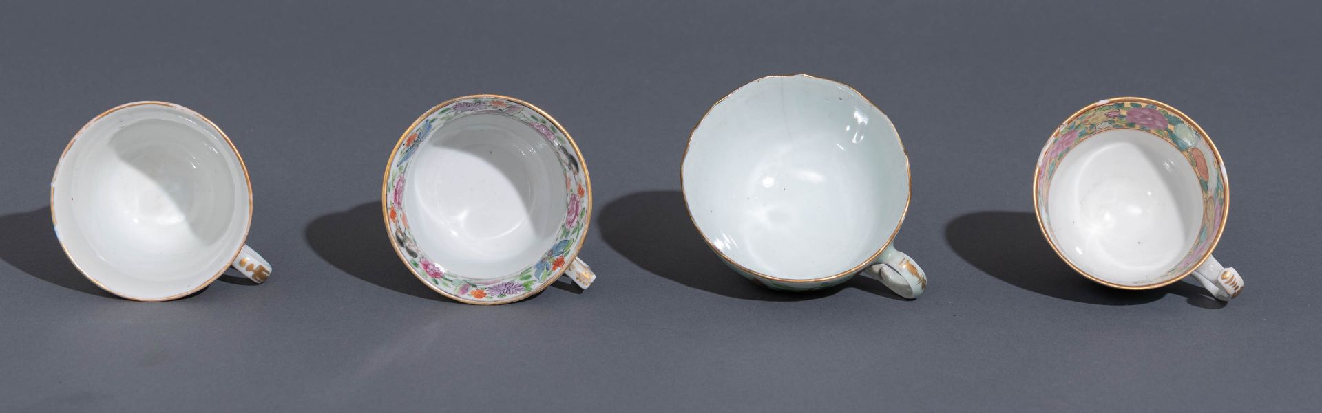Six Chinese export porcelain Canton teacups and matching saucers - Image 25 of 62