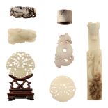 Various carved Chinese jade items
