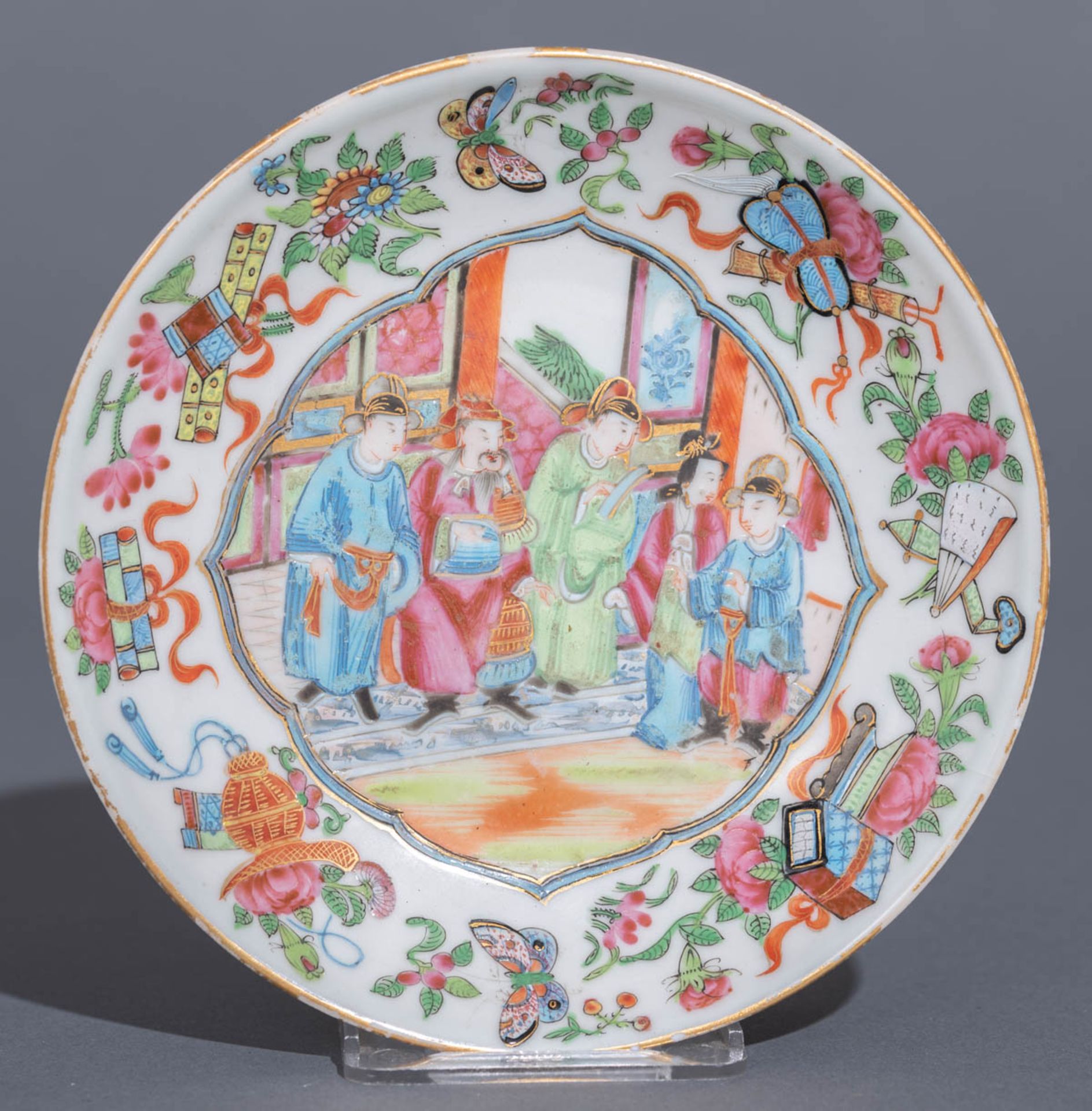 Six Chinese export porcelain Canton teacups and matching saucers - Image 14 of 62