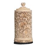 A particularly subtle and overall alto relievo floral sculpted vase and cover