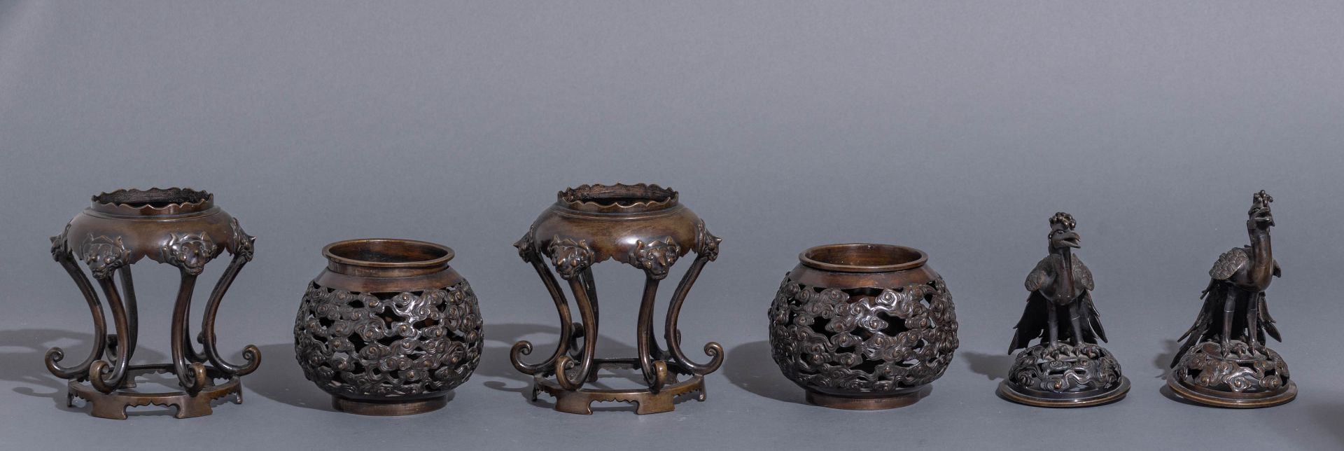 Two Indo-Chine bronze openwork censers - Bild 7 aus 10