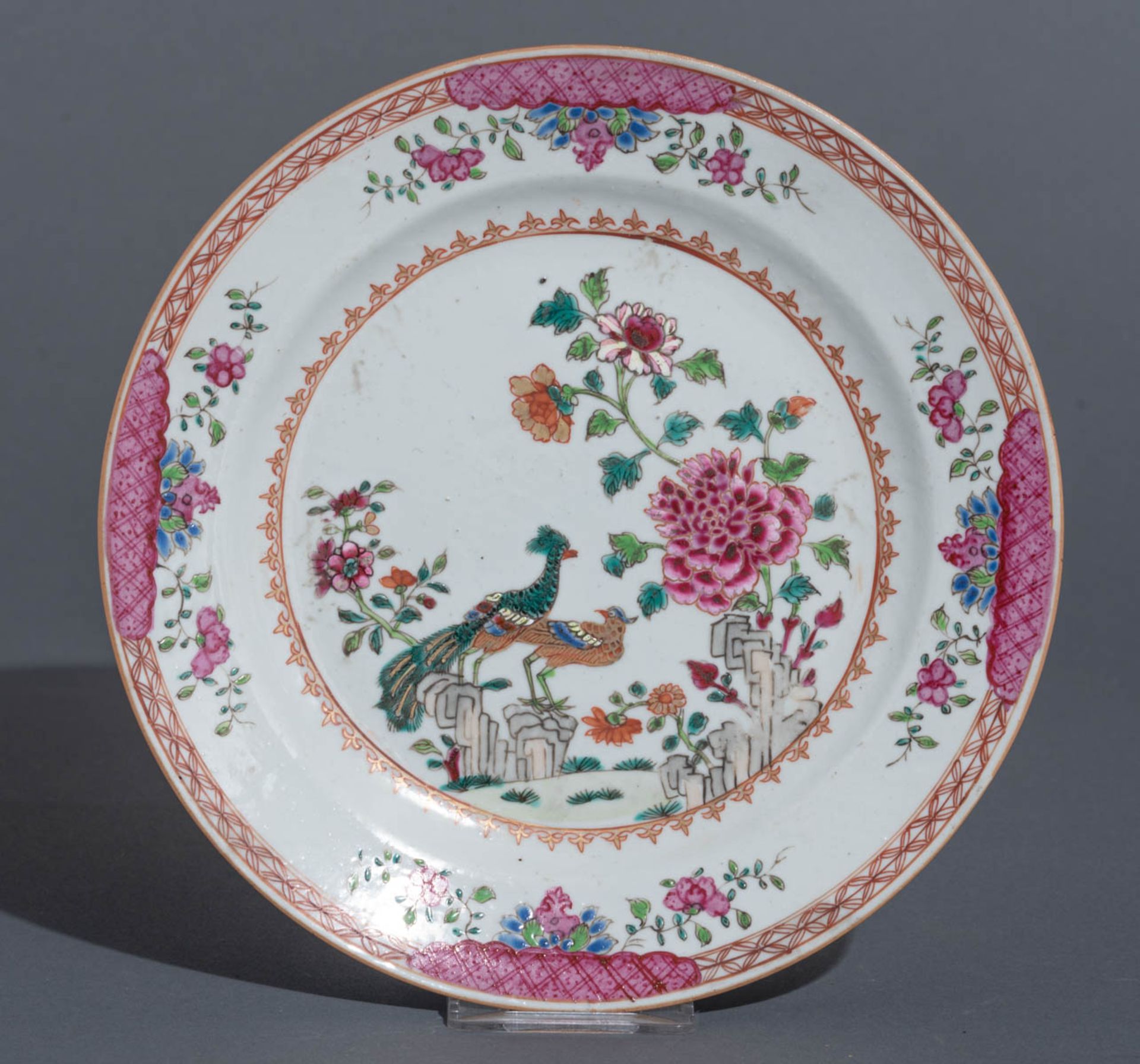 Eight Chinese famille rose 'Double Peacock' export dishes - Bild 7 aus 18