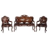 A Chinese rosewood furniture set