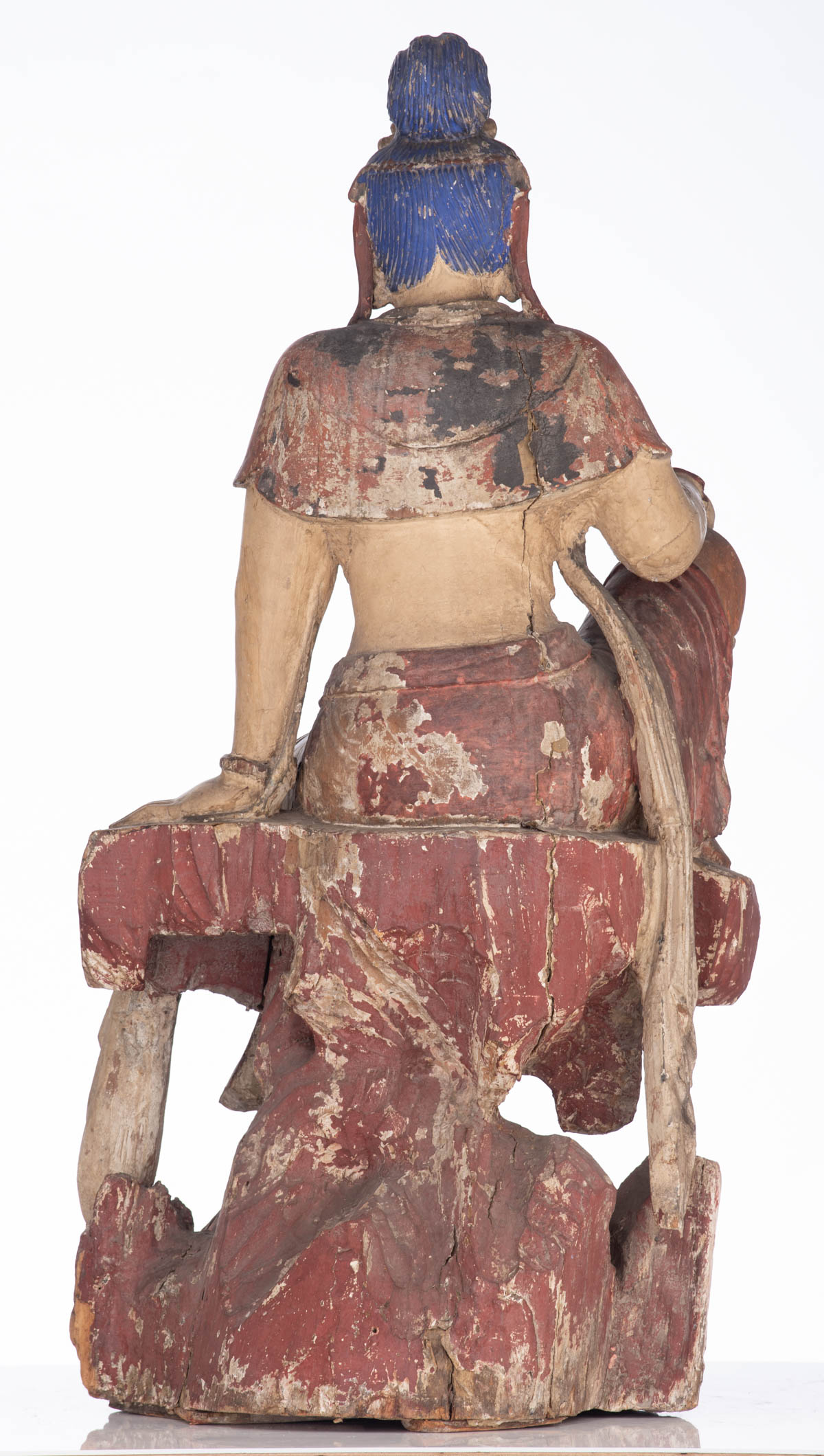 A polychrome paint wooden Guanyin in a 'royal-ease' posture - Image 3 of 4