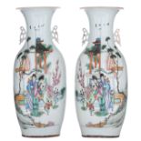 A pair of Chinese Qianjiang cai vases