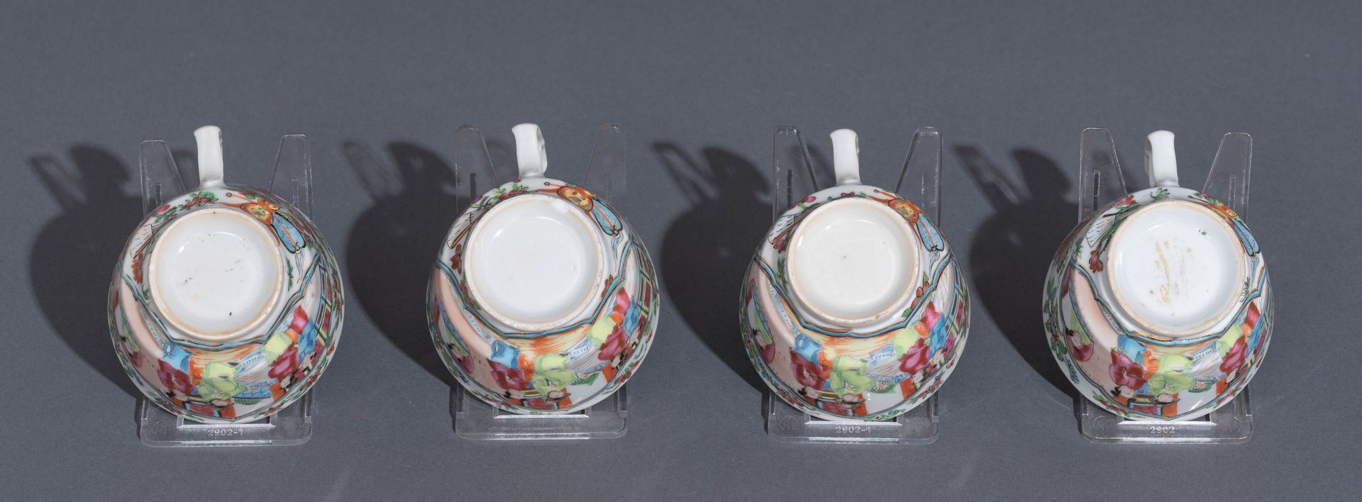 Six Chinese export porcelain Canton teacups and matching saucers - Image 7 of 62