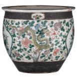 A Chinese crackle-glazed Nanking ware jardinière