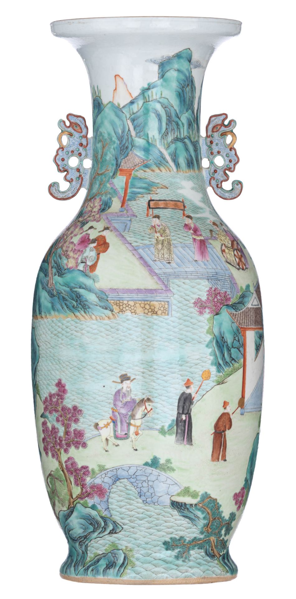 A Chinese famille rose and turquoise glazed vase