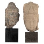 Two Southeast Asian stone heads