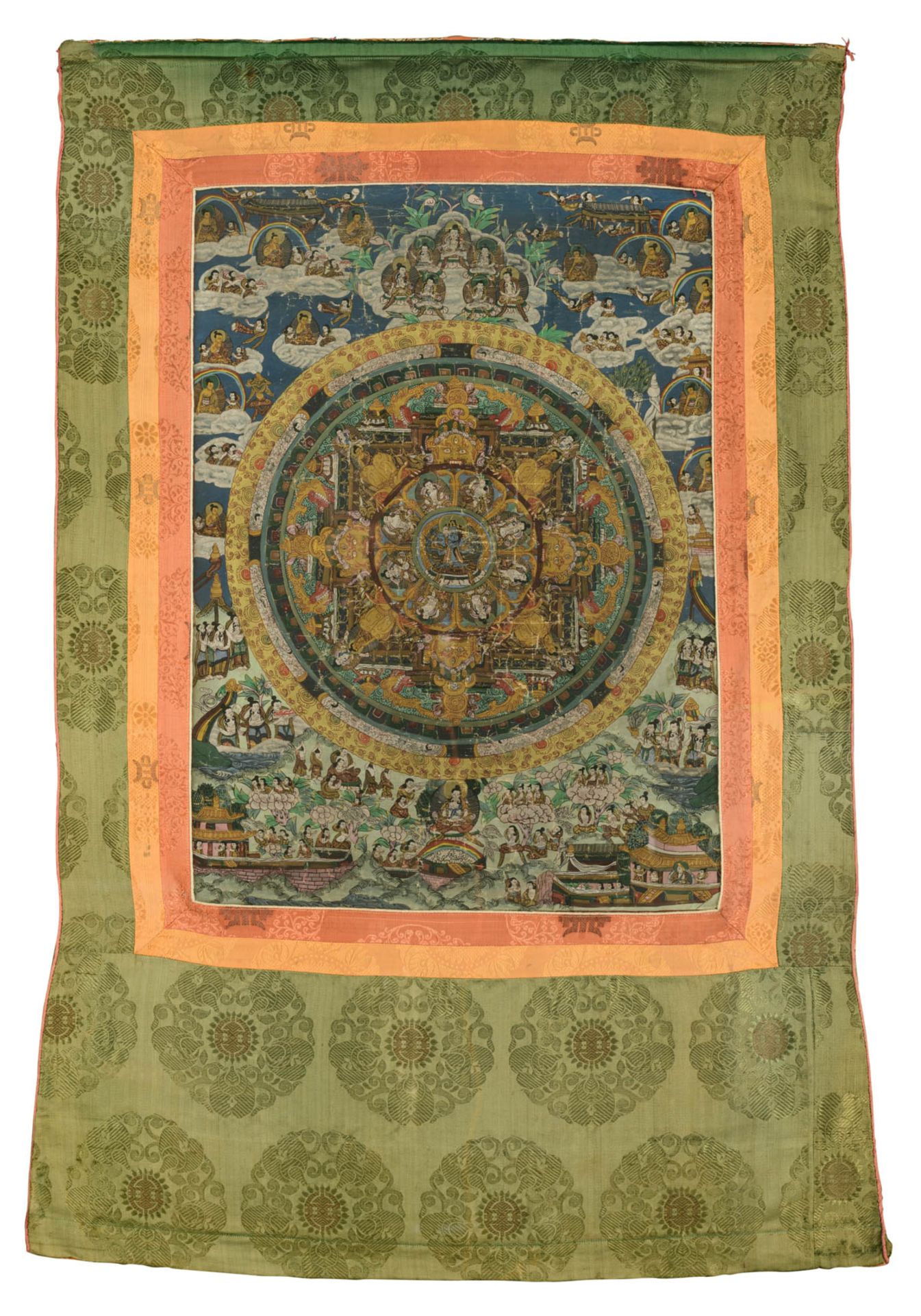 A framed Nepalese thangka on paper