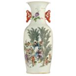 A Chinese Qianjiang cai vase with double decoration
