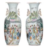 A pair of Chinese polychrome vases