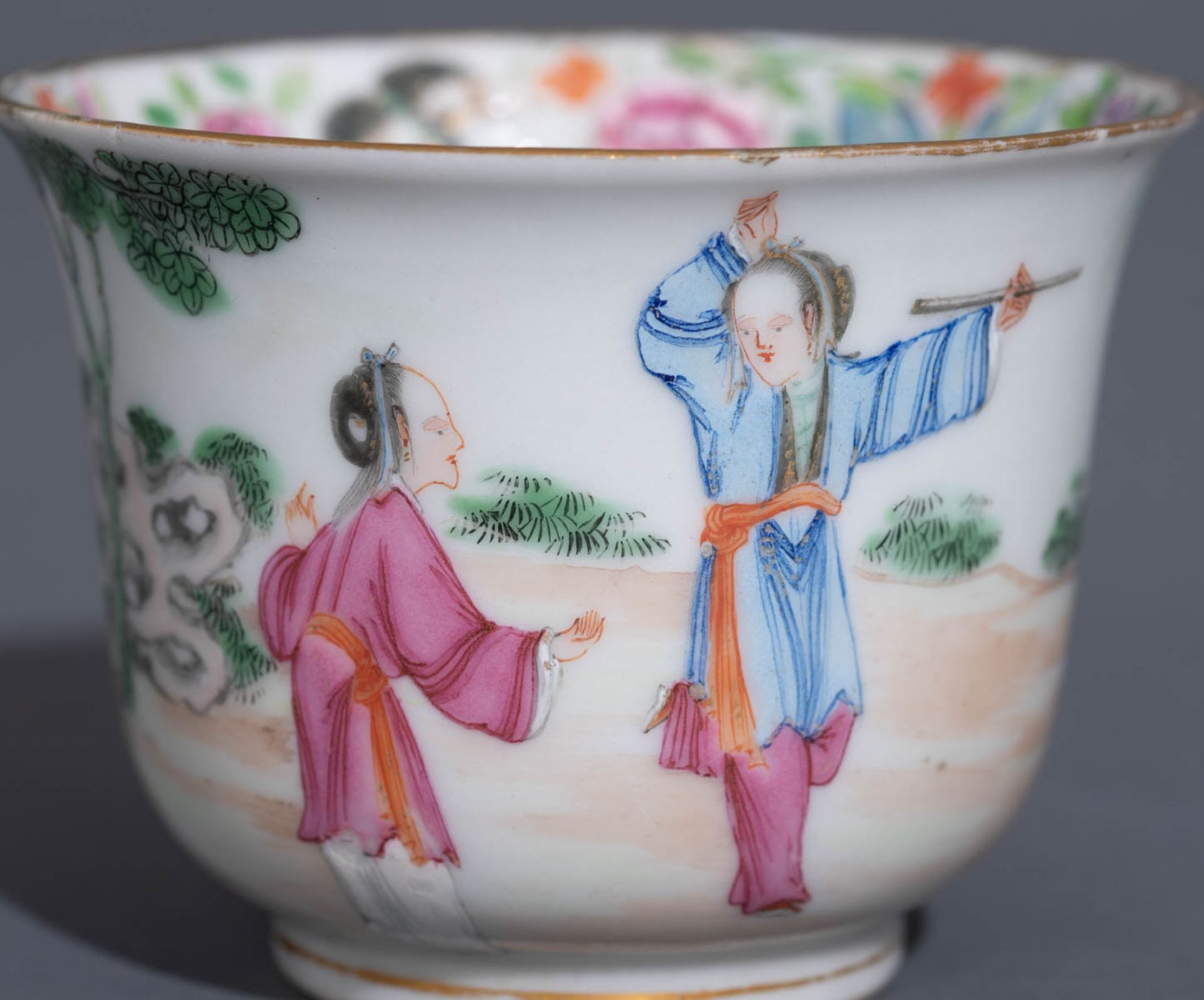 Six Chinese export porcelain Canton teacups and matching saucers - Image 44 of 62