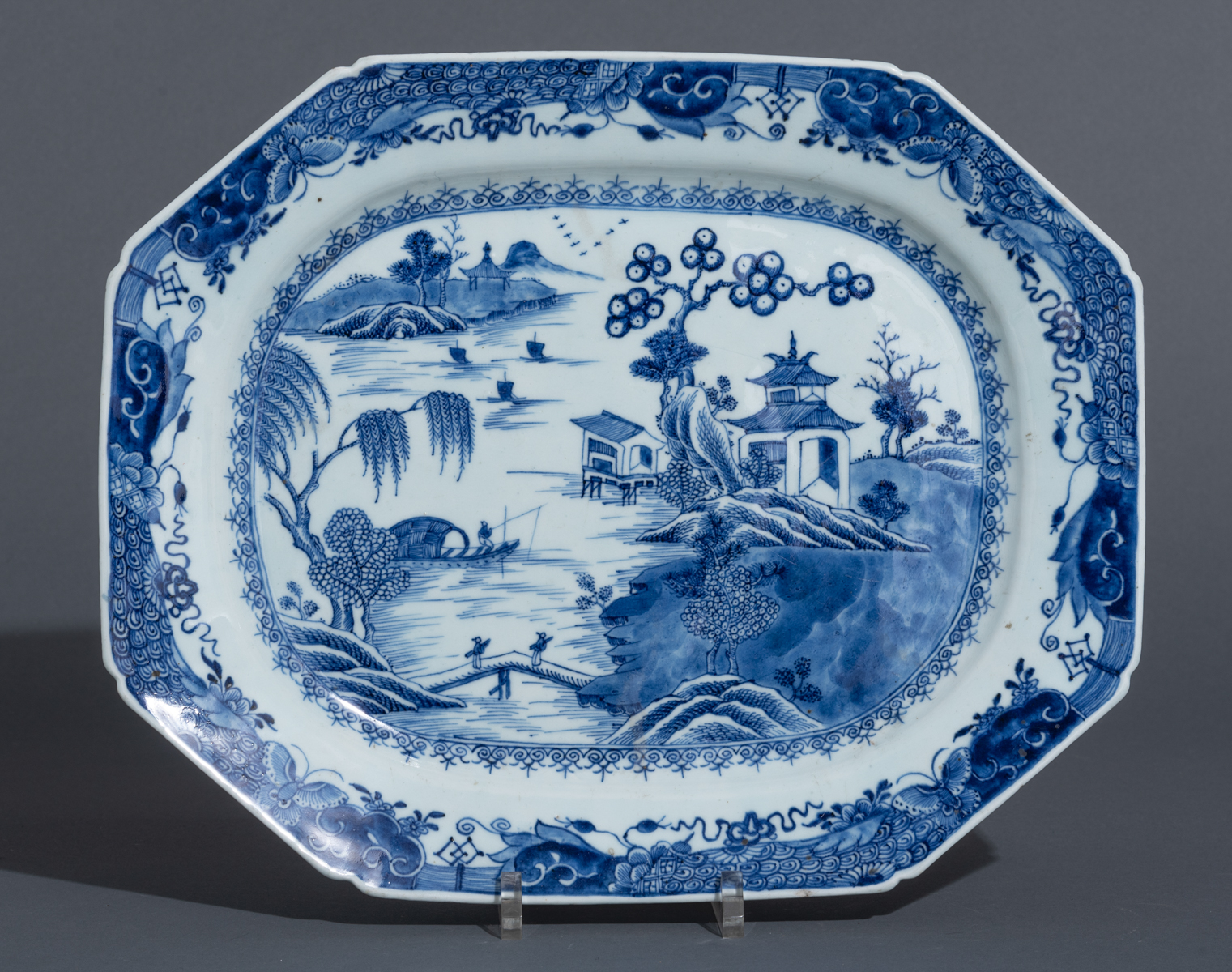 Four Chinese blue and white Nanking ware plates - Image 6 of 7