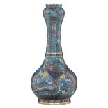 A Chinese cloisonné enamel garlic-mouth 'suantouping' bottle vase