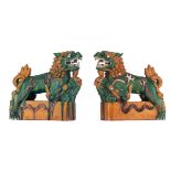 A pair of sancai glazed guardian Fu lions