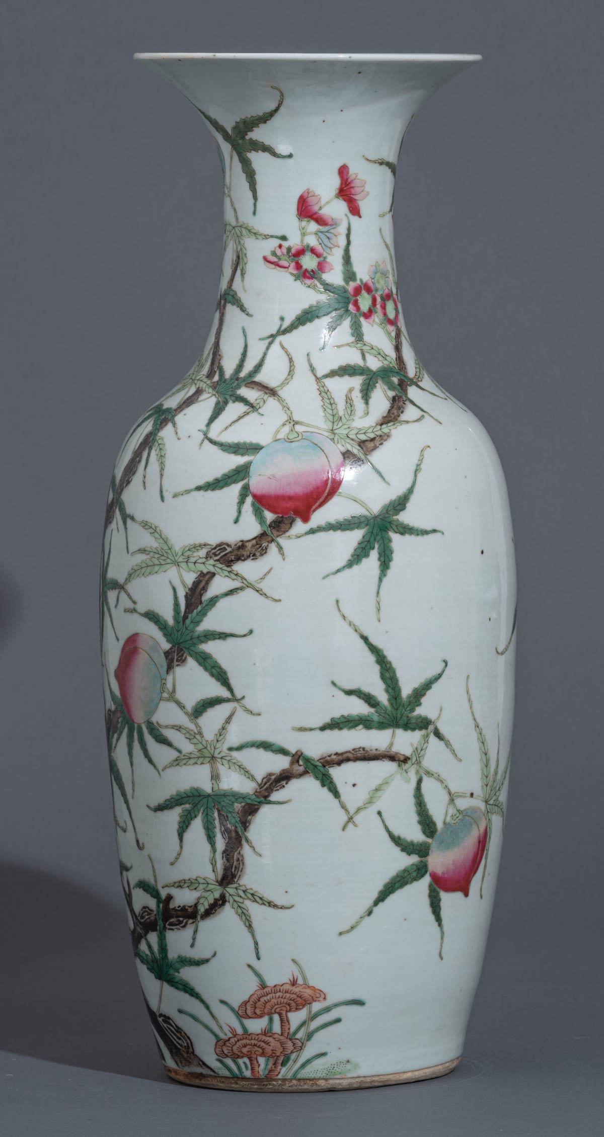 A Chinese famille rose 'Nine Peaches' vase - Image 3 of 8