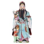 A Chinese polychrome decorated Lu Xing