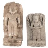 Two white sandstone Nepalese Hindu gods