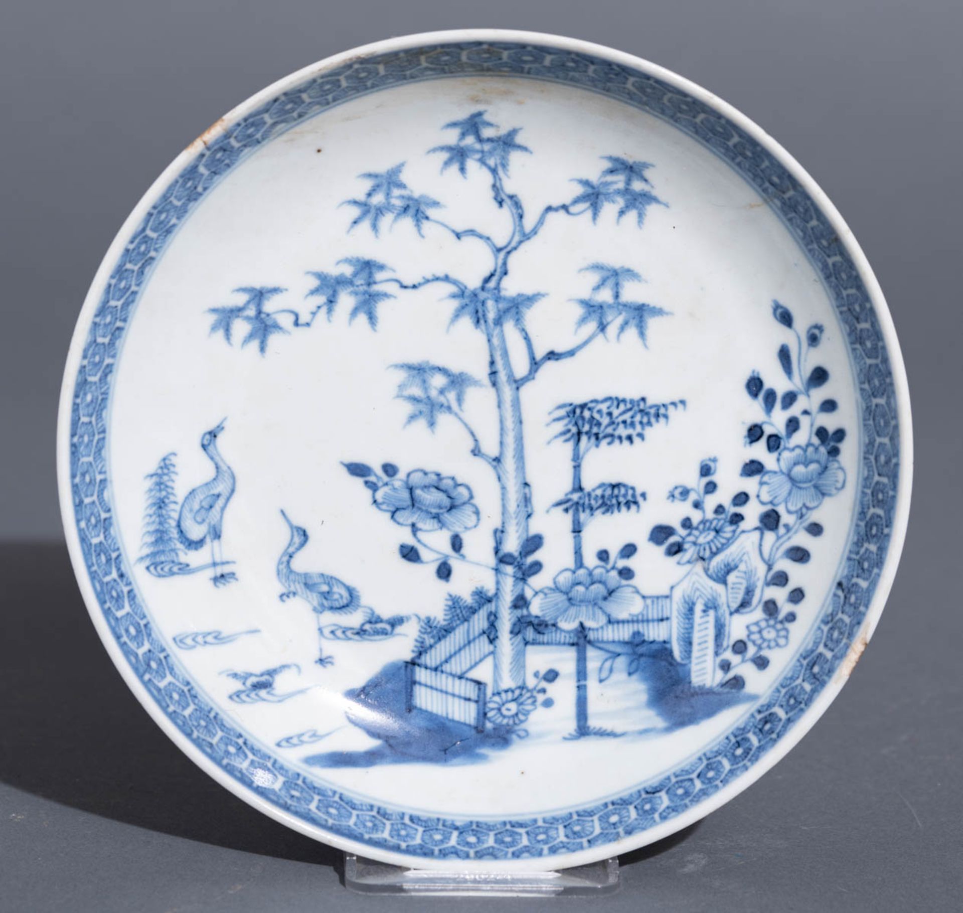 Six Chinese blue and white export porcelain dishes and a ditto octagonal Nanking ware plate - Bild 4 aus 20