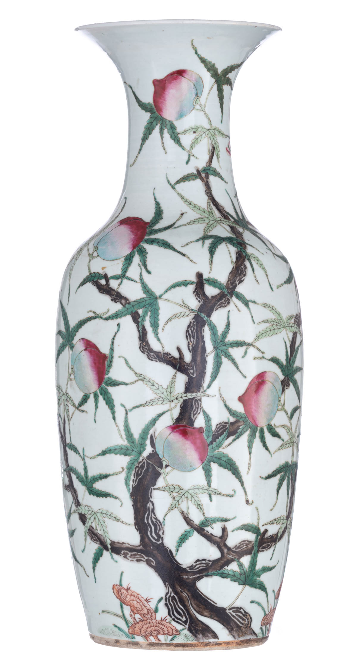 A Chinese famille rose 'Nine Peaches' vase
