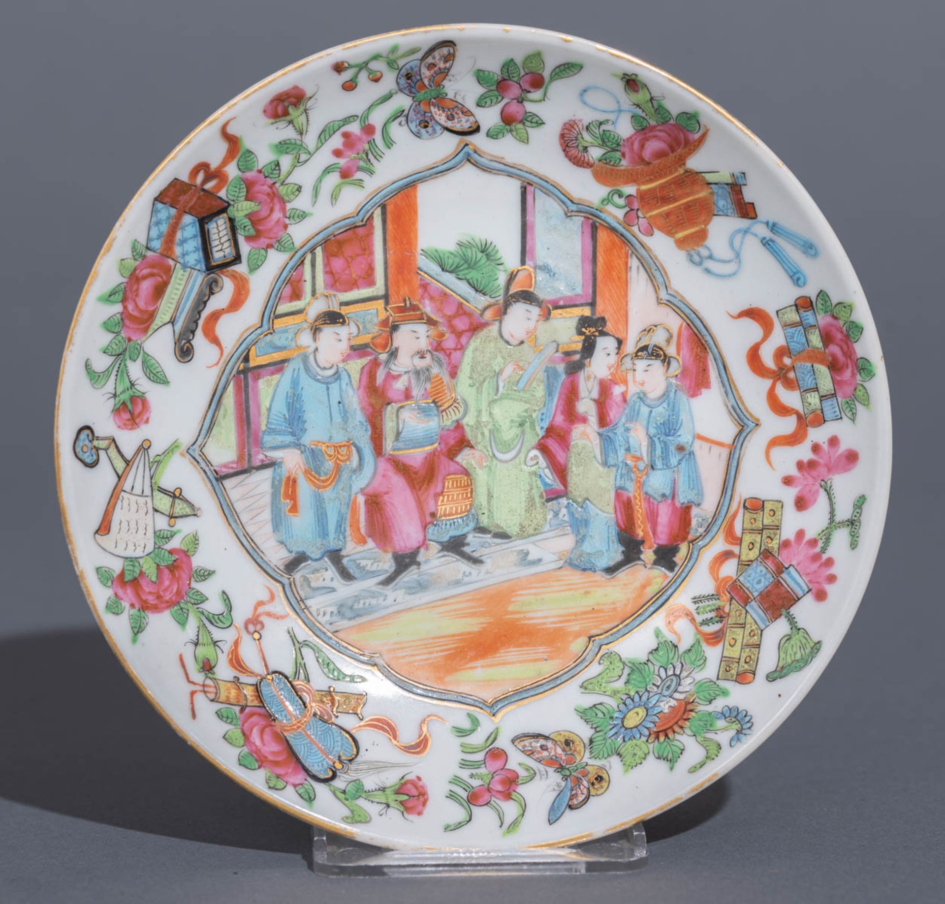 Six Chinese export porcelain Canton teacups and matching saucers - Image 13 of 62