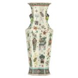 A Chinese famille rose flower shaped octagonal vase