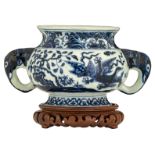 A Chinese blue and white Ming-style censer vessel