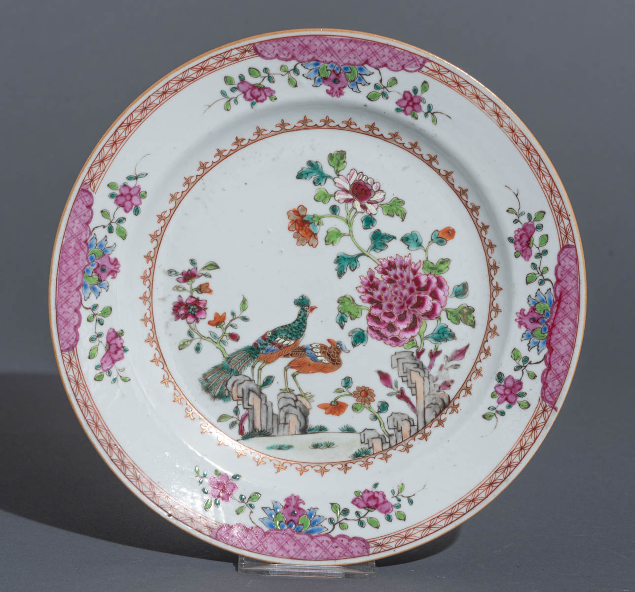 Eight Chinese famille rose 'Double Peacock' export dishes - Image 17 of 18