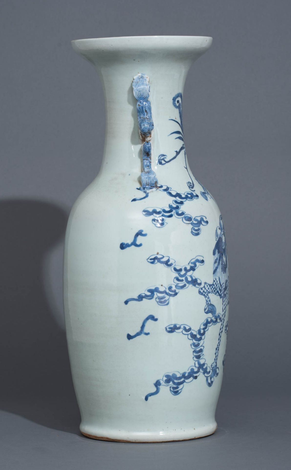 A Chinese celadon ground blue decorated vase - Image 5 of 7