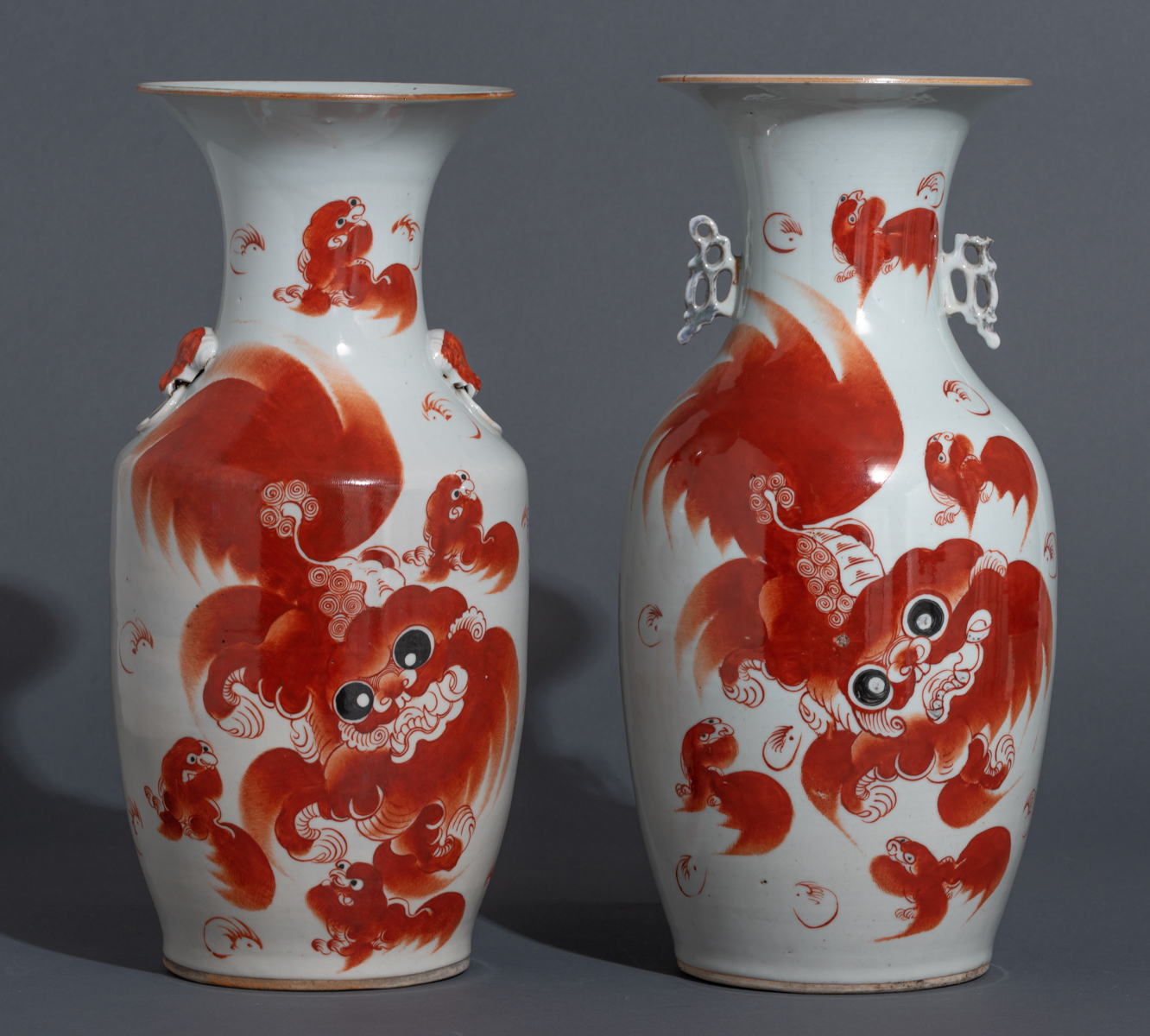 Two Chinese iron-red vases and a ditto ginger jar - Image 2 of 14