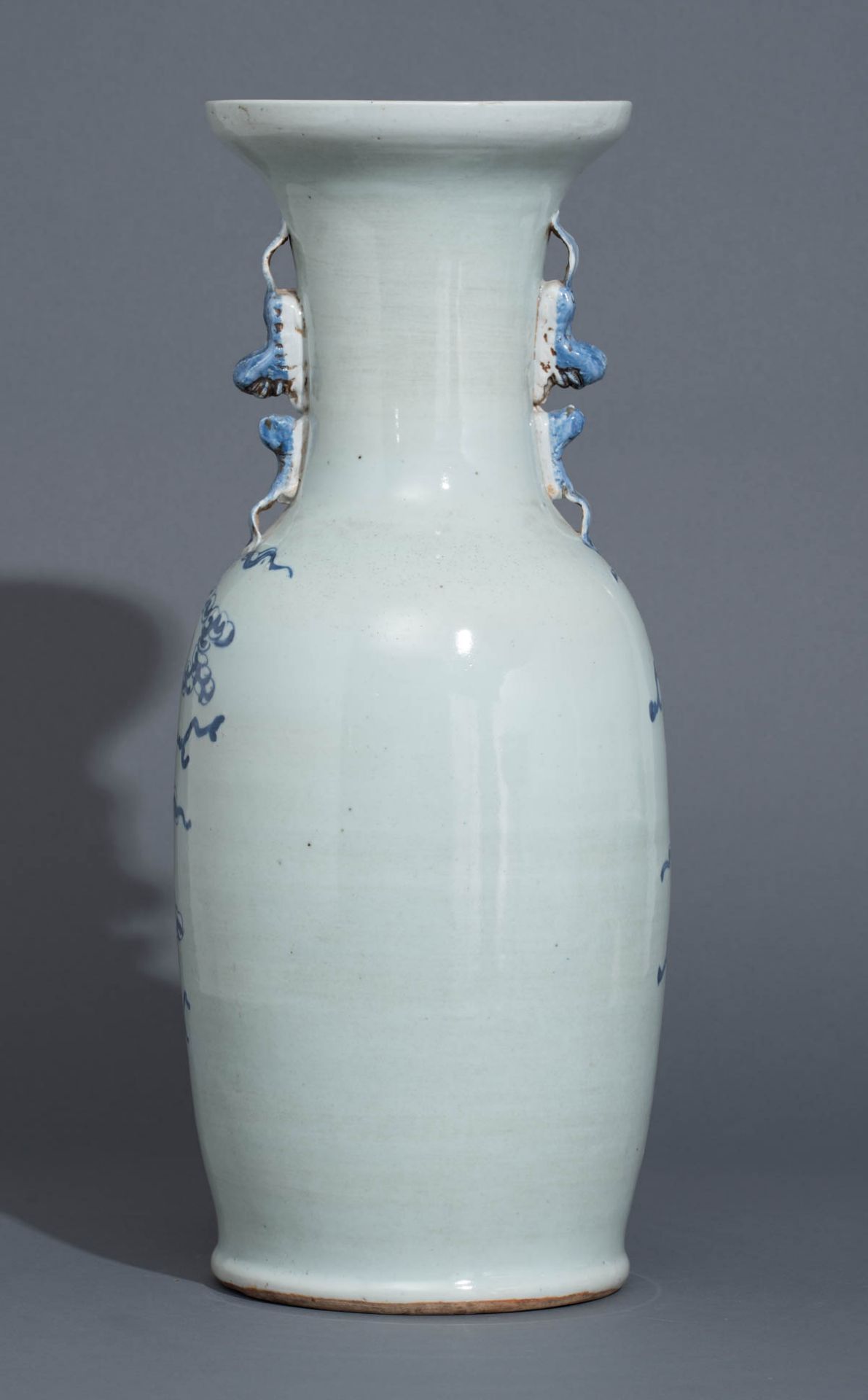 A Chinese celadon ground blue decorated vase - Image 4 of 7