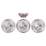 Three Chinese famille rose export porcelain dishes