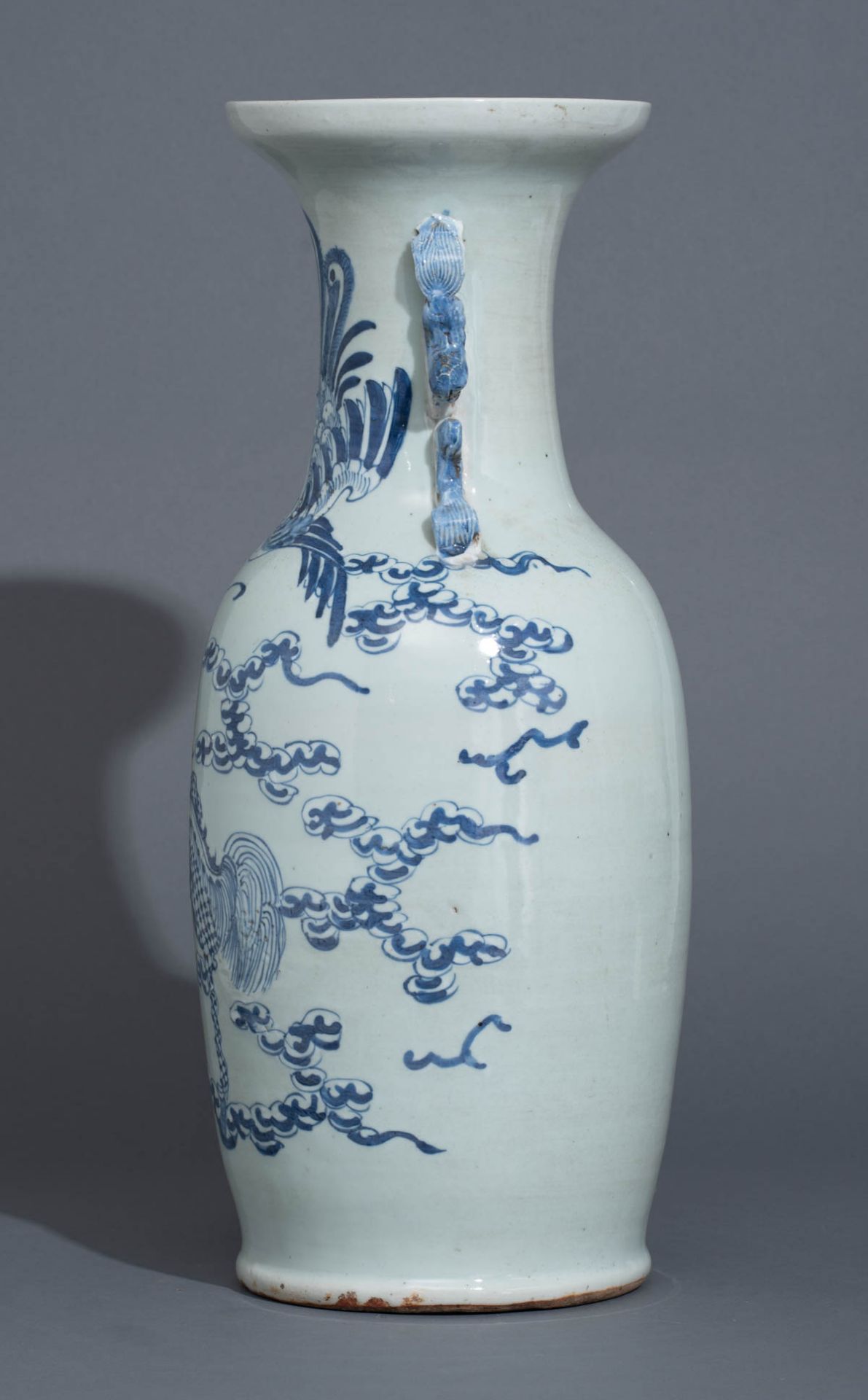 A Chinese celadon ground blue decorated vase - Image 3 of 7