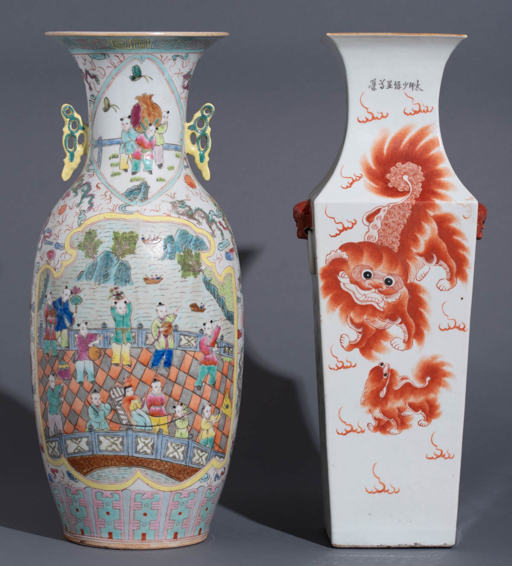 A Chinese Qianjiang cai fanghu vase with double decoration - Image 4 of 7