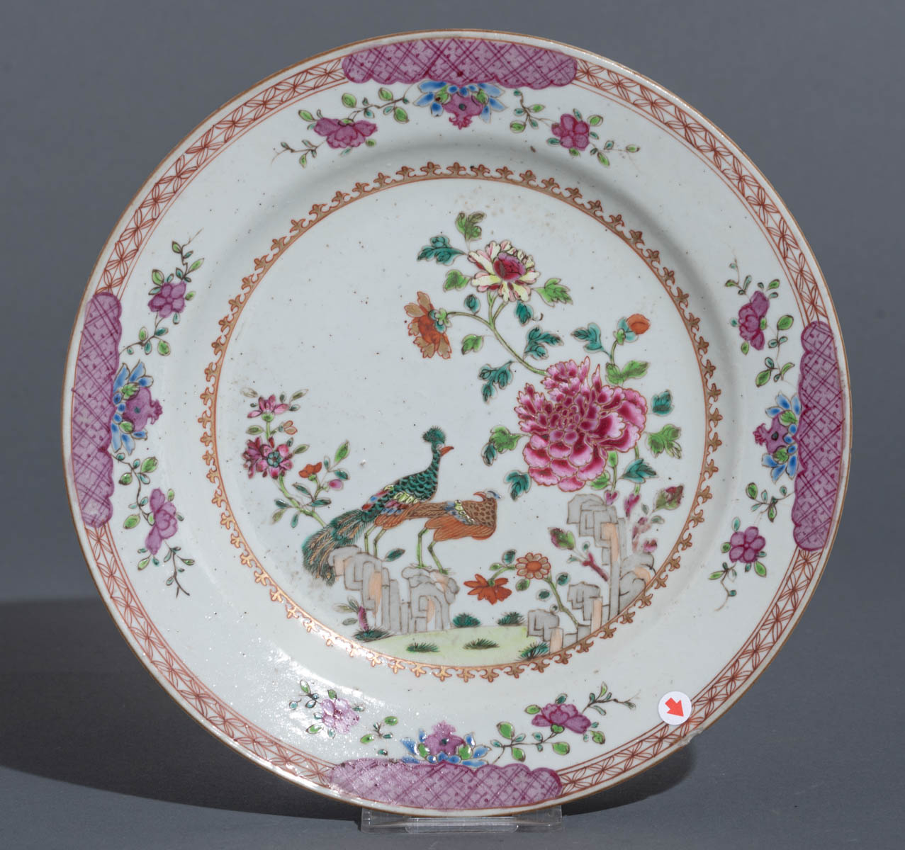 Eight Chinese famille rose 'Double Peacock' export dishes - Image 6 of 18