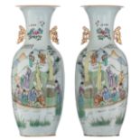 A pair of Chinese Qianjiang cai vases