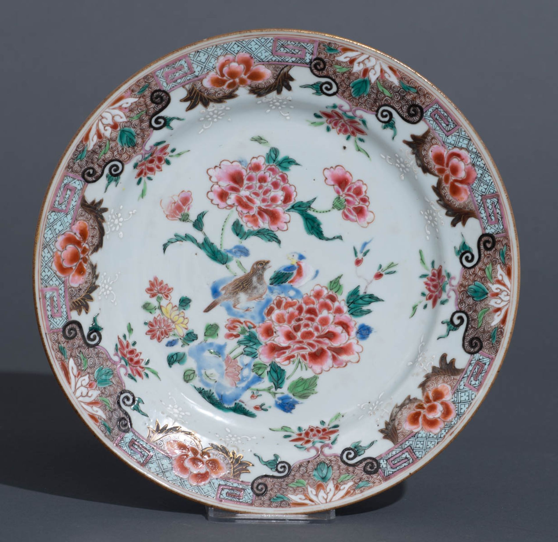 A Chinese blue and white and gilt floral decorated plate and a ditto bowl and cover; added eight dit - Image 12 of 29