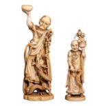 Two Japanese ivory 'Arhat' figures