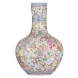 A Chinese famille rose 'Mille Fleur' bottle vase