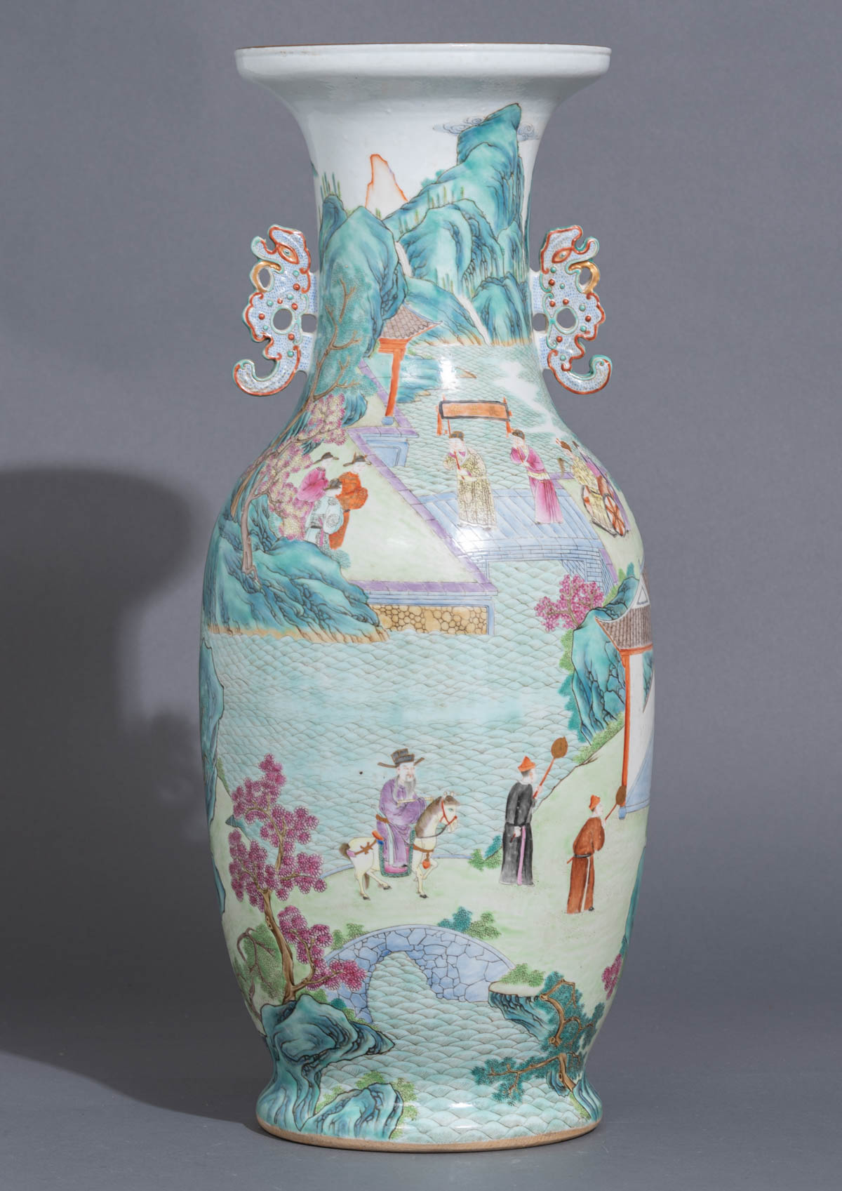 A Chinese famille rose and turquoise glazed vase - Image 2 of 8