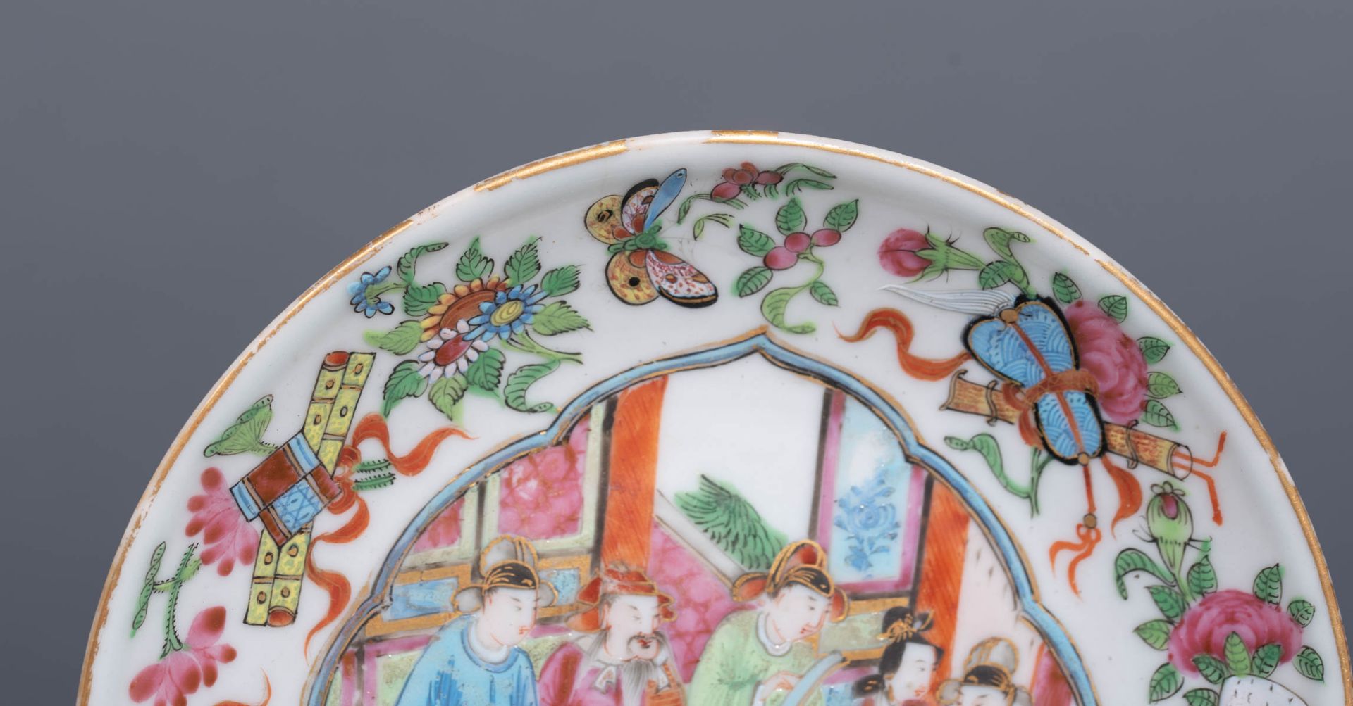 Six Chinese export porcelain Canton teacups and matching saucers - Image 15 of 62