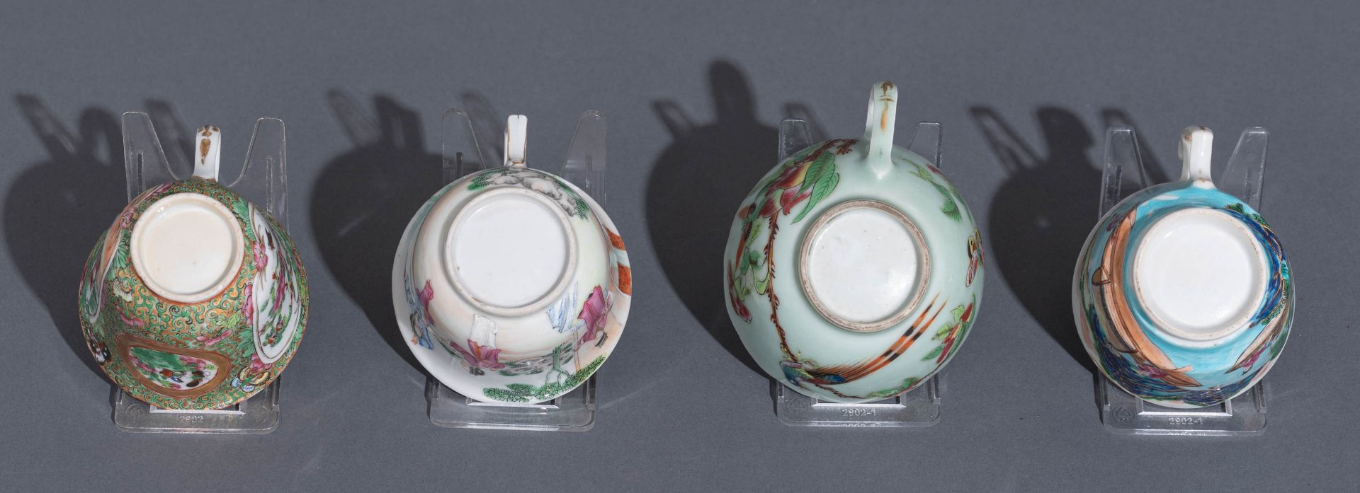 Six Chinese export porcelain Canton teacups and matching saucers - Image 26 of 62