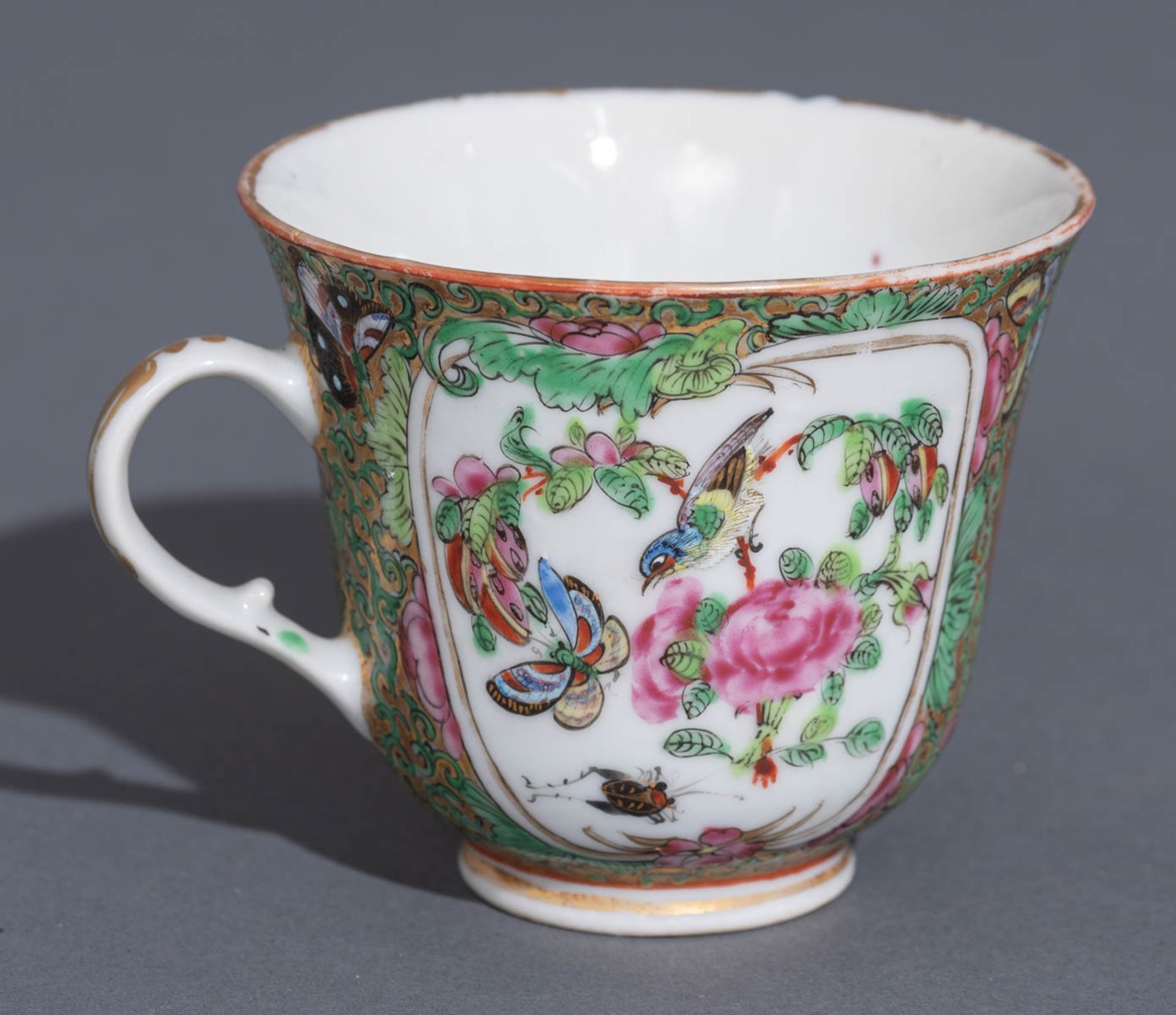 Six Chinese export porcelain Canton teacups and matching saucers - Image 40 of 62