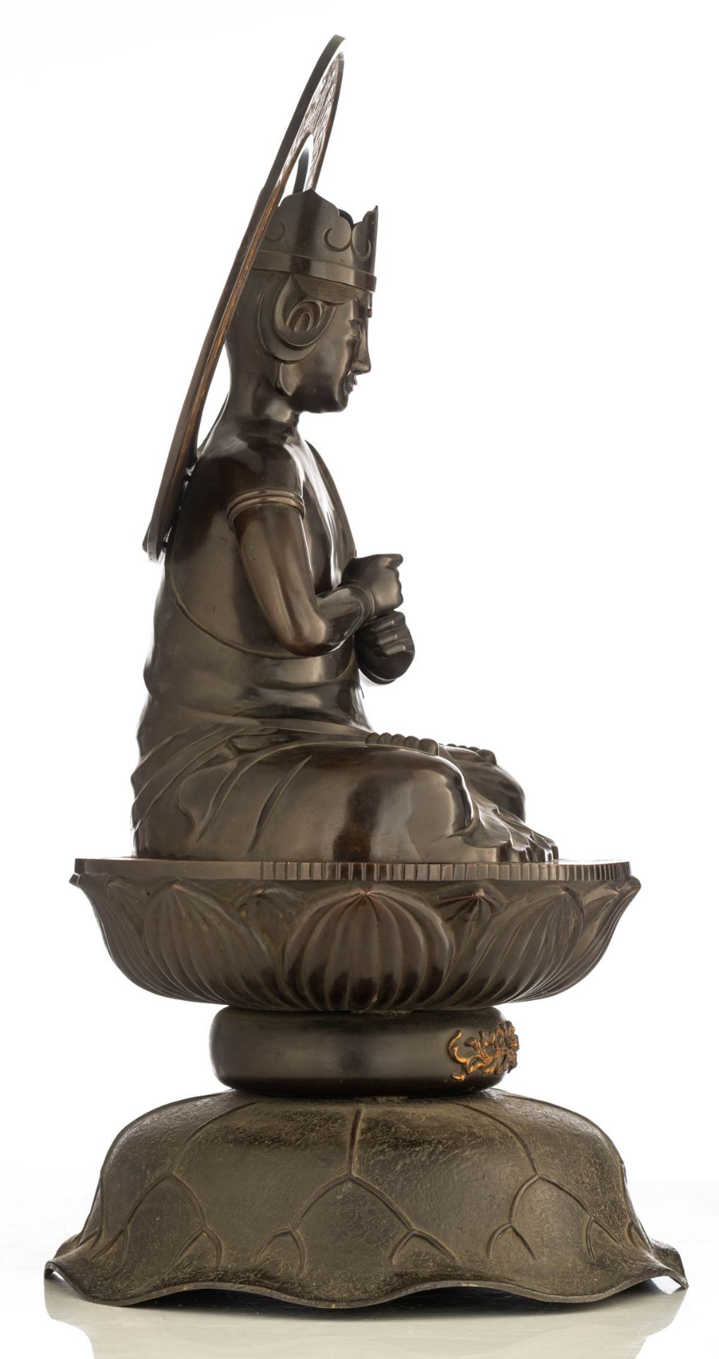 A Japanese Edo-style seated spelter Buddha - Image 4 of 6