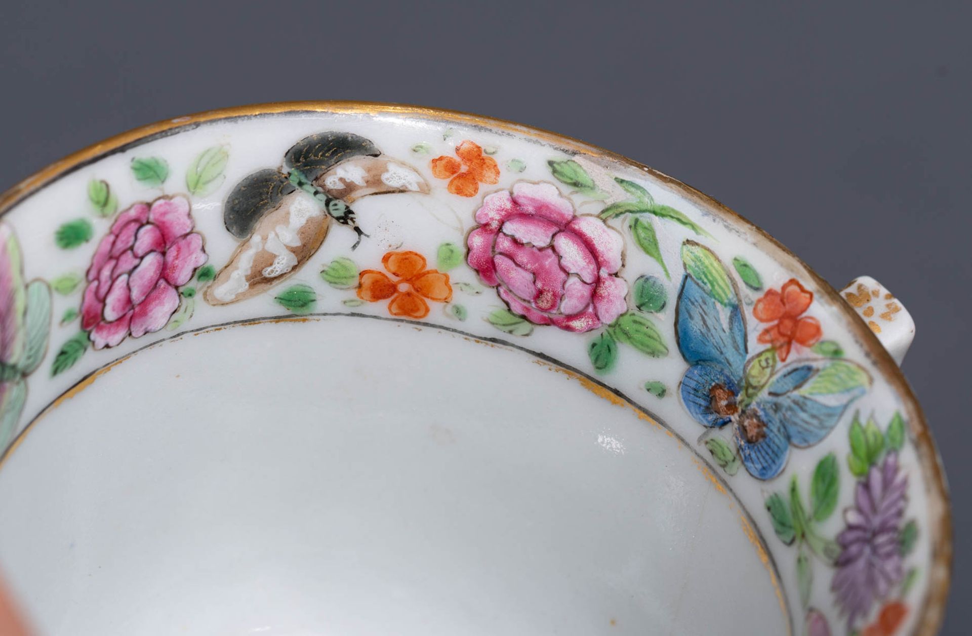 Six Chinese export porcelain Canton teacups and matching saucers - Image 45 of 62